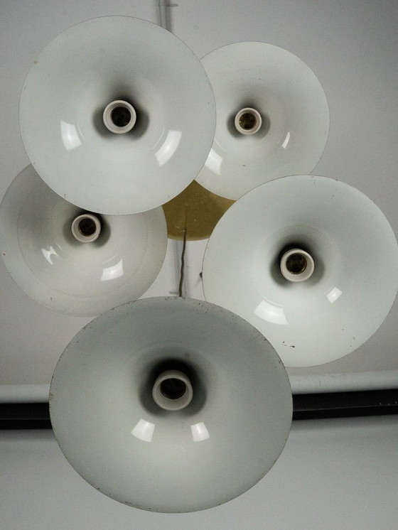 Image 1 of Fog & Morup, Midcentury Brass Pendant with Five Pendant Drops. Danmark, 1960s