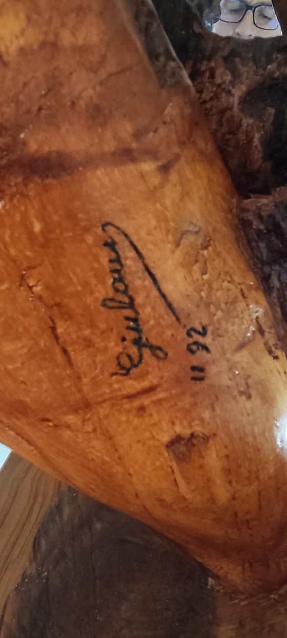 Image 1 of Moderne houtsnijkunst - Twee paardenhoofden - Gesigneerd Giuliani '92