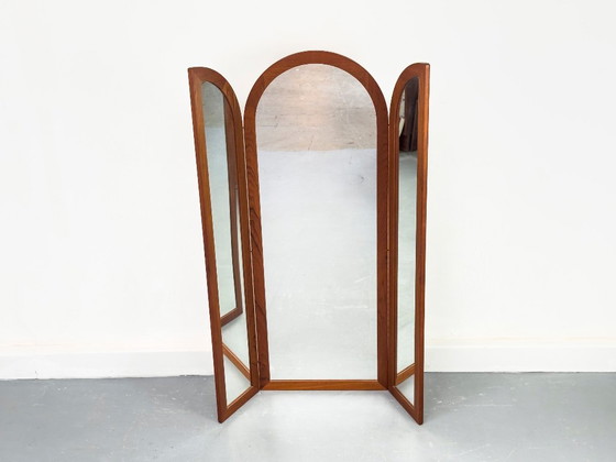 Vintage Foldable Teak Mirror from Fakse Furniture, 1960s – Wood, Glass (photo 7 of 12)