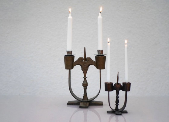 Image 1 of Bougeoirs en bois suédois de Taserud, 1955, lot de 2