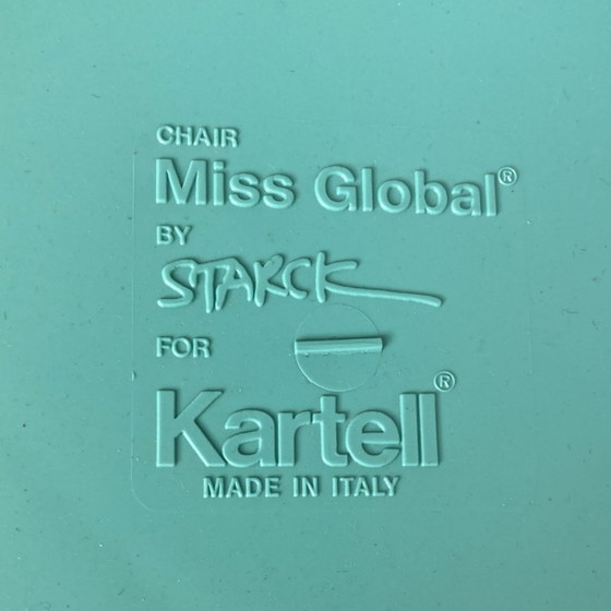Image 1 of Kartell by Philippe Starck – Miss Balu tafel + 2 Miss Global stoelen – turkoois design set