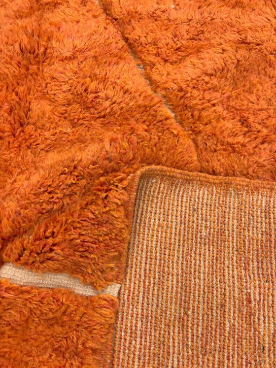 Image 1 of Marokkaans Mrirt-tapijt, handgemaakt van wol, 3x2 meter, op maat gemaakt, oranje Berber-tapijt, luxe dikke wollen vloerkleed