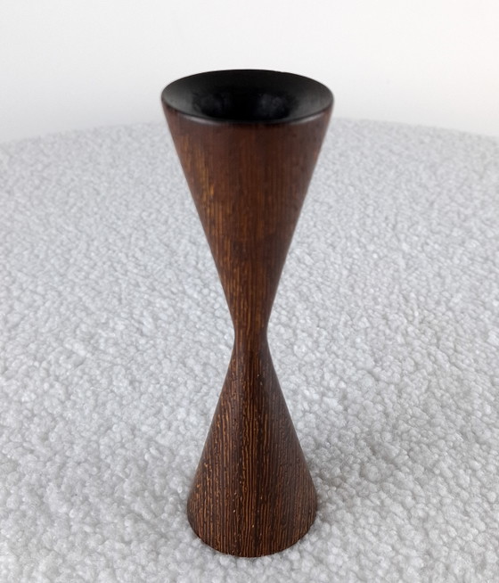 Image 1 of Vintage wooden candlestick Danish design 1970s