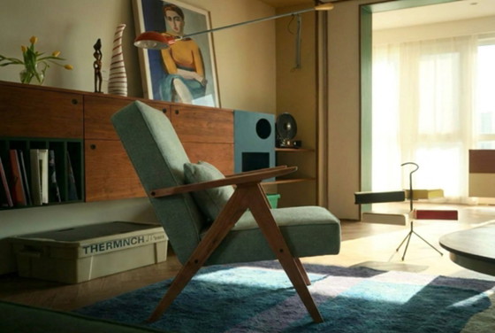 Image 1 of KOMPAS armchairs in light green mottled finish