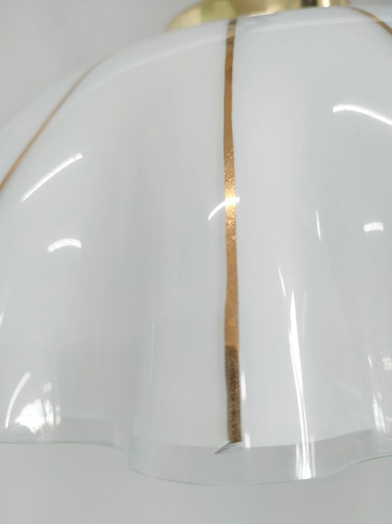 Image 1 of Vintage 'Hollywood Regency/Fazzoletto Style' glass pendant lamp