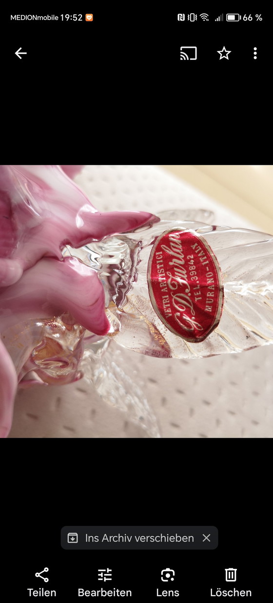 Image 1 of Murano glas F. D. Furlan vintage kaarsenhouder kandelaar