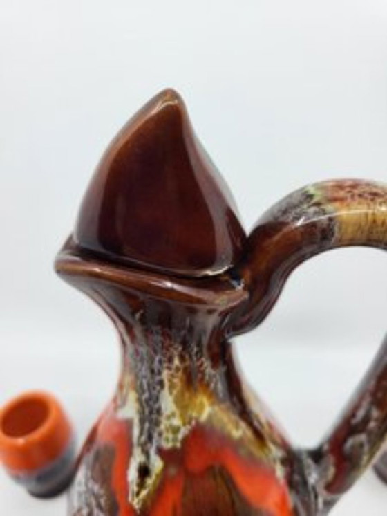 Image 1 of Vallauris keramiek koffieservies Frankrijk Côte-d'Azur 1960 vintage Set van 9