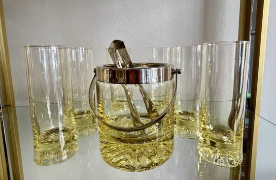 Image 1 of Set da cocktail highball in cristallo giallo soffiato a mano.