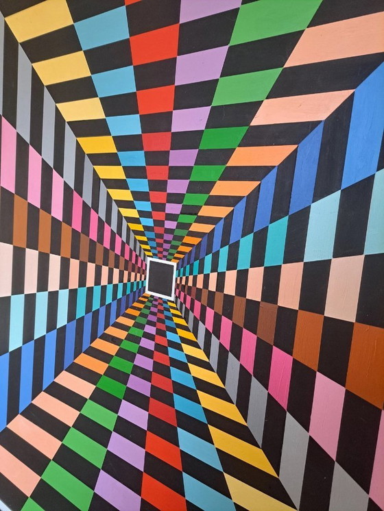 Image 1 of Depth - Quadro op-art di Franklin van Dam (95 x 95 cm, acrilico su MDF)