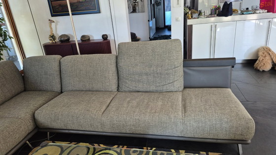 Image 1 of Leolux Paleta hoekbank combinatie leer/stof