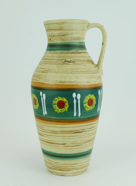 Image 1 of Jasba Vase aus der Mitte des 20. Jahrhunderts, abstraktes Muster und Streifen, Modell 233/30 (1950er Jahre)