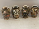 4 Japanese Satsuma Vases 20th Century H 10 cm