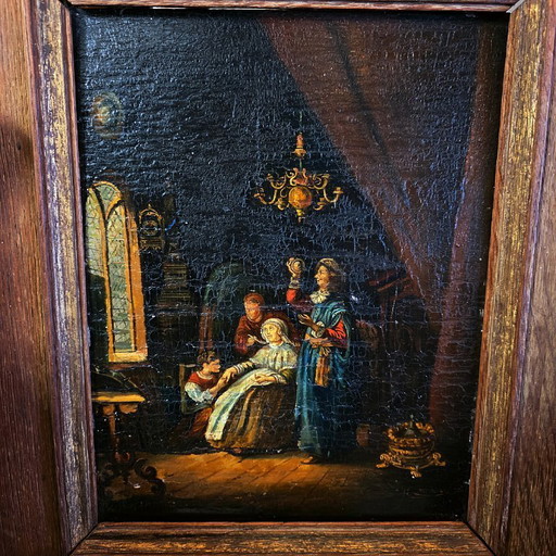 Dipinto antico da un'opera di Gerrit Dou, XVIII/XIX secolo