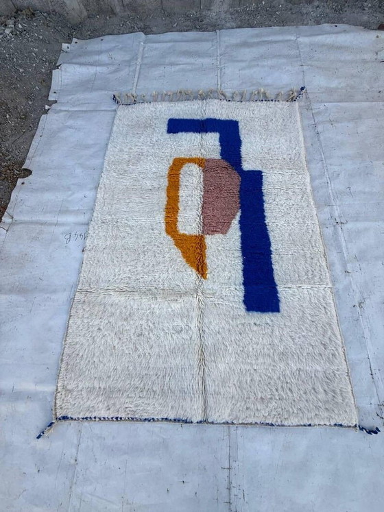 Image 1 of Handmade multicolored Beni Ouraine rug, 2/3 m