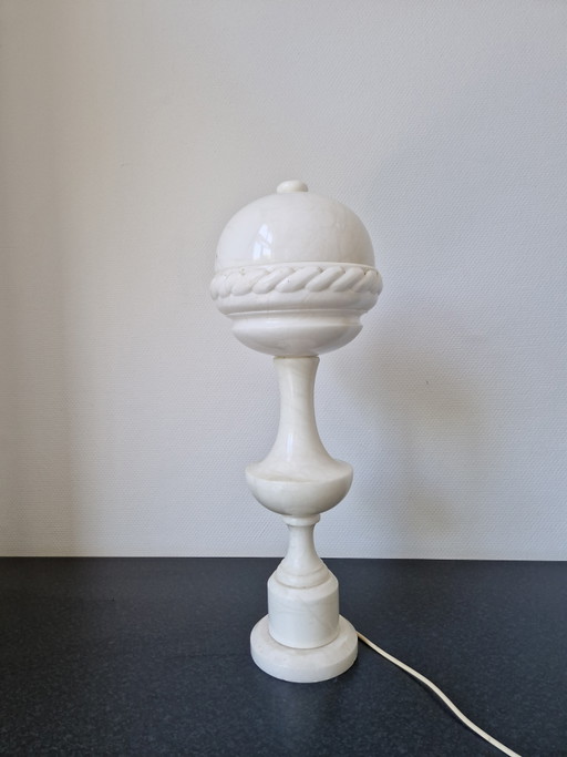 Große Marmor-Tischlampe, Stehlampe, Kugelform, Pilzform