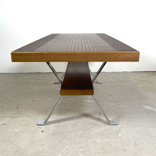 Vintage coffee table with copper top and chrome legs