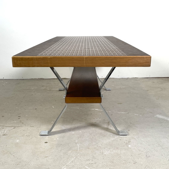 Image 1 of Tavolino vintage con piano in rame e gambe cromate