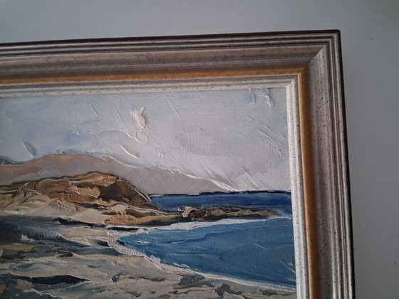 Image 1 of Dipinto ad olio ORIGINALE su cartone con cornice | Paesaggio costiero/Paesaggio marino | Firmato