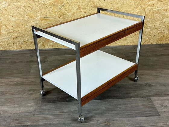 Image 1 of 60s 70s serving trolley dinette in teak & chrome Danish Modern Design