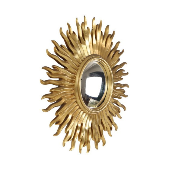 Image 1 of Vintage Bladgoud Vergulde Zonnespiegel Sunburst Convex 52cm