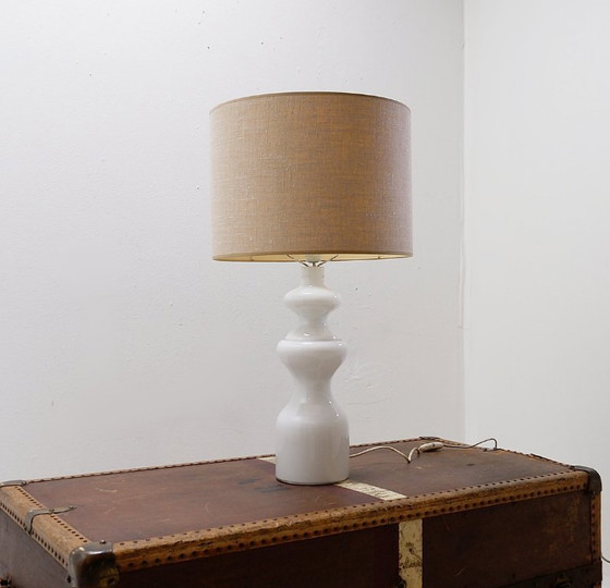 Image 1 of White opaline glass table lamp, 20th century