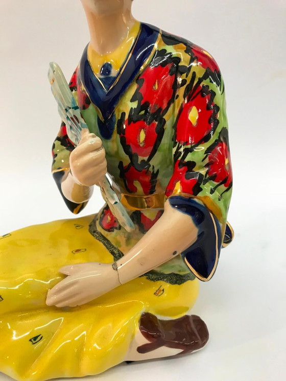 Image 1 of Sculpture of Geisha in coloured ceramic, 50s