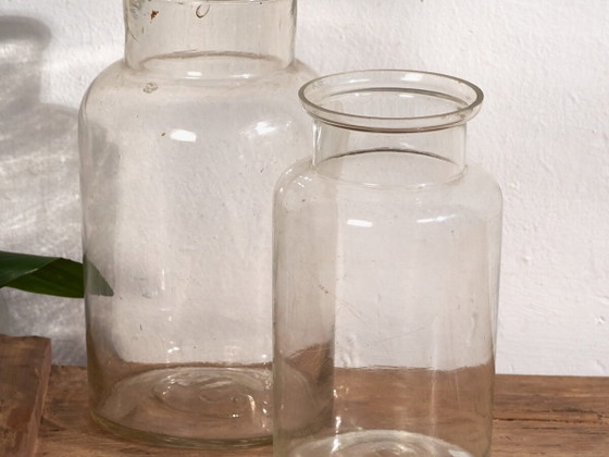 Small antique jars (c.1920). Set of 2 pieces #56 – Decorative Objects, Glass (photo 2 of 10)