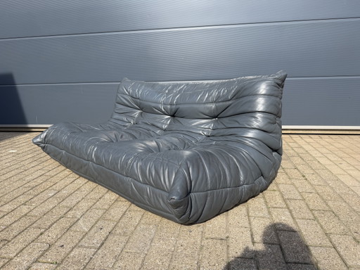 100% Authentieke Ligne Roset Togo 3z Anthraciet Grijs Leder