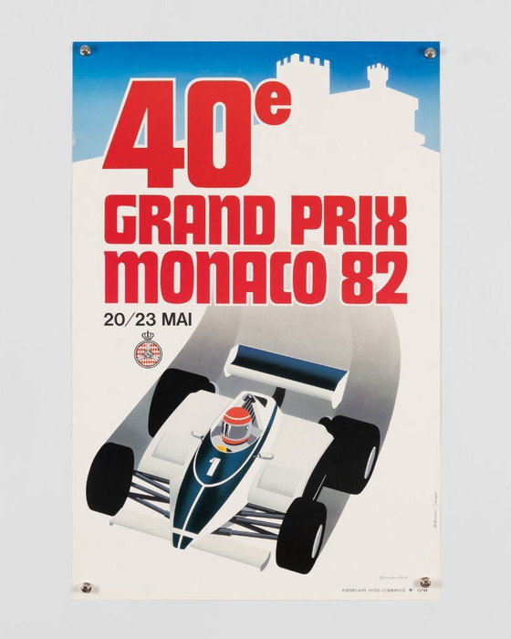 Image 1 of 40º Gran Premio de Mónaco 1982 – Póster original de edición limitada de J. Grognet – Automovilismo clásico – 61x40 cm