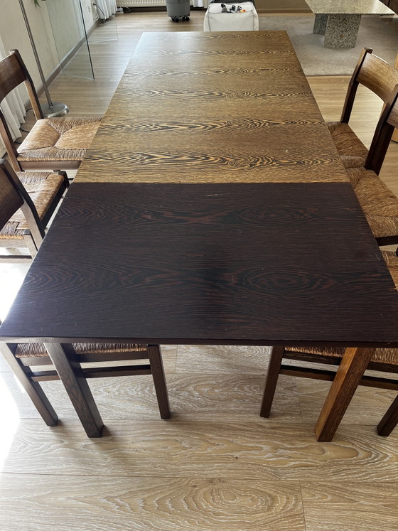 Image 1 of Vintage dining table including 6 chairs