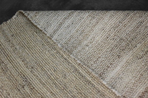 Image 1 of Vintage Indiaas natuurlijk bruin platgeweven jute tapijt, jaren 70