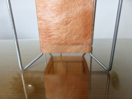 Image 1 of Modernist, minimalist lamp, orange fiber, glass and metal, 1970-1980