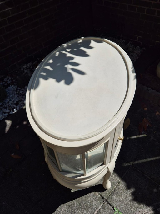 Magnifique table d'appoint ronde vintage avec côtés en verre - Parfait pour votre intérieur !