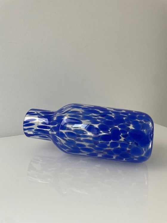 Image 1 of Mouth-blown designer carafe/vase sapphire blue – unique