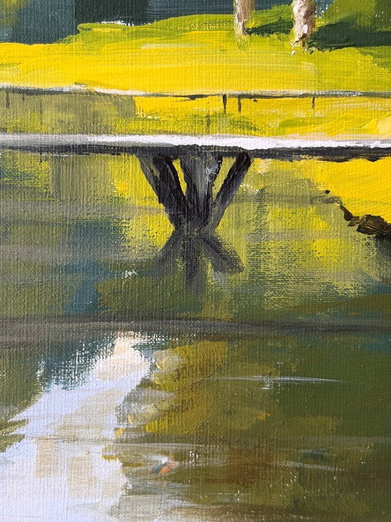 Image 1 of On My Way to School I – Landscape with bridge | Acrylic on canvas
