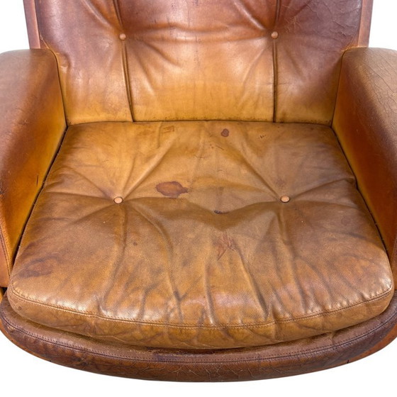 Image 1 of Set di poltrone girevoli vintage in pelle color cognac di Eugen Schmidt