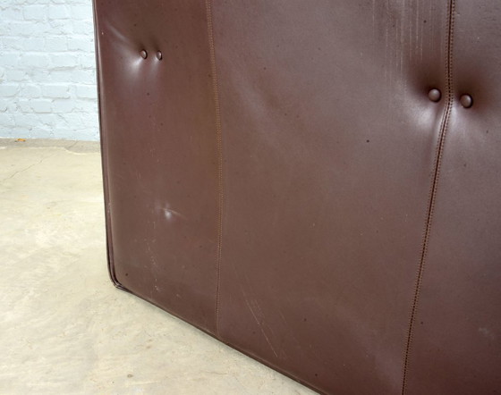 Image 1 of Afra and Tobia Scarpa Design Mid-Century Italian Design Chocolate Brown Leather Two Seat Sofa, Model Lauriana for B&B Italia.