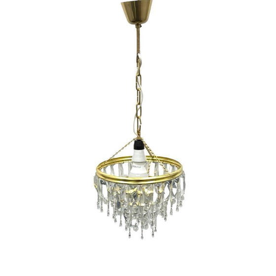 Image 1 of Vintage crystal chandelier Lustry Kamenický Šenov, Czechoslovakia 1970s brass