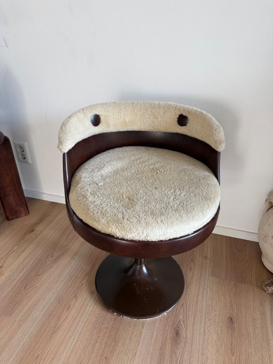 Image 1 of Space age tulip chair 1970's brown leatherette / bouclé