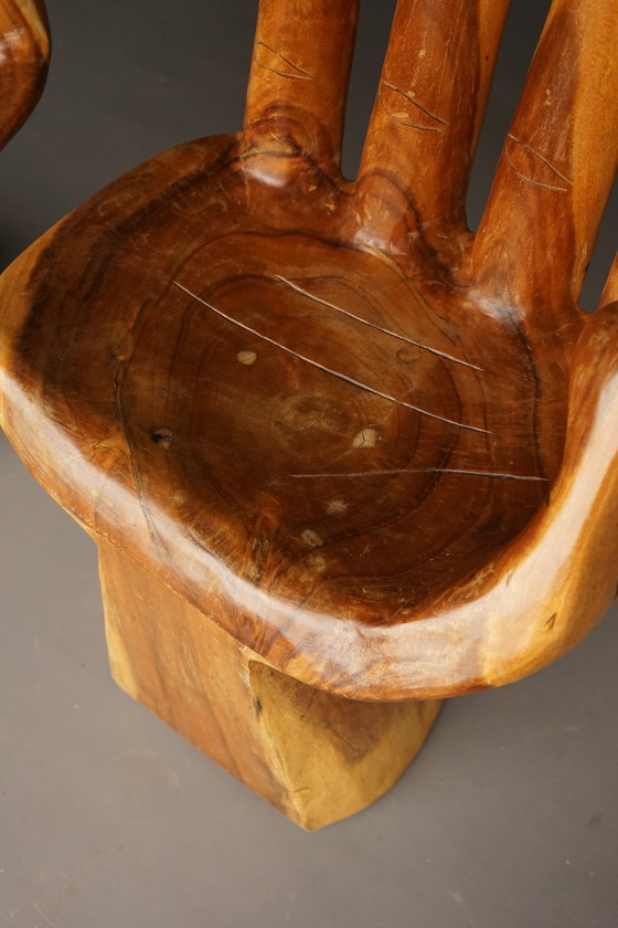 Image 1 of Vintage solid wood hand chairs, 1970s, set of 2