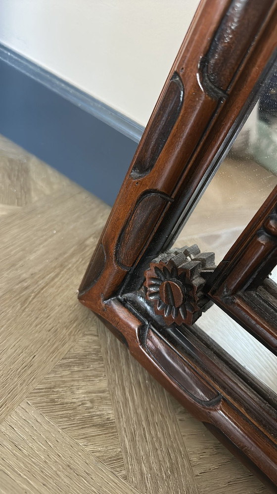 Prachtige Vintage Franse Toogspiegel – Wood (photo 3 of 6)