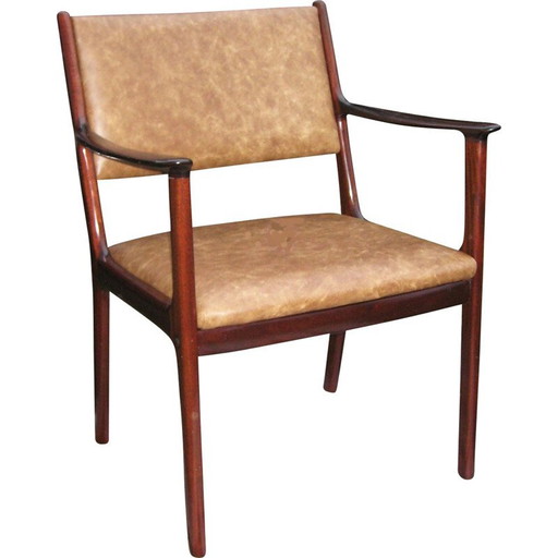 Sillón "PJ412" de caoba y cuero, Ole WANSCHER - Años 60