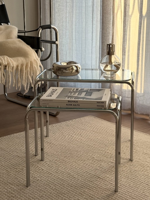 Vintage glass nesting tables, 1970