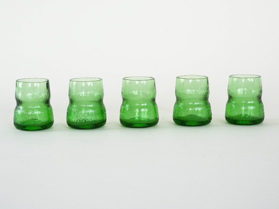 Image 1 of Set groene glazen, Italiaans design, jaren 70, gemaakt in Italië.