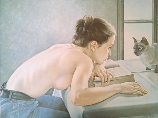 Lithographie - Francine Van Hove - Le Sphinx au Dictionnaire