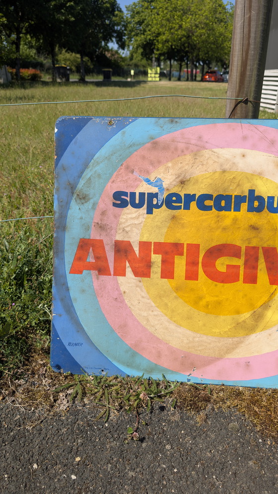 Image 1 of Ipac Vernier enamelled plate with "Supercarburant Antigivre" paper visual