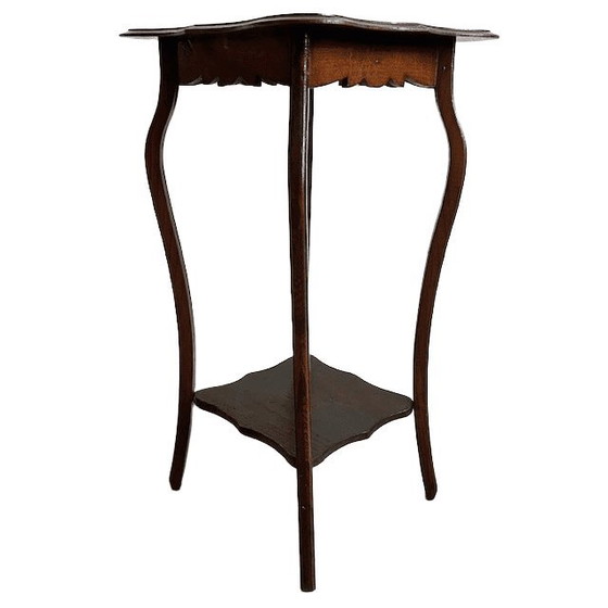 Image 1 of Elegante hoge vintage antieke art nouveau plantentafel eiken 1920's