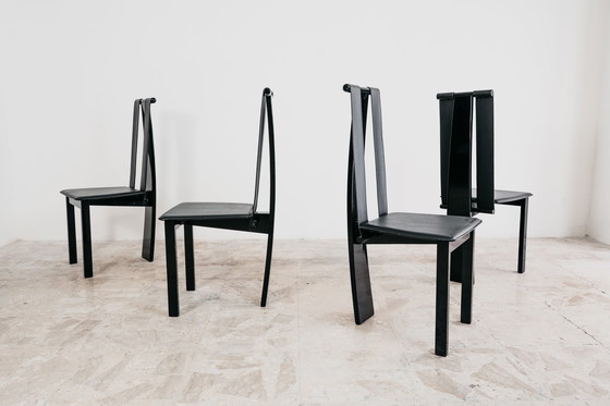Image 1 of Set 4 Sedie Da Pranzo Postmoderne Design Anni ‘80 Modernariato