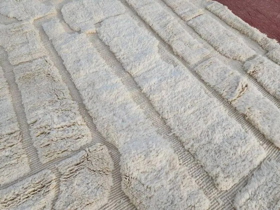 Moroccan Berber rug in ecru 300x200 cm, handmade rug with geometric design. – Rugs & carpets, Wool, Cotton (photo 4 of 12)
