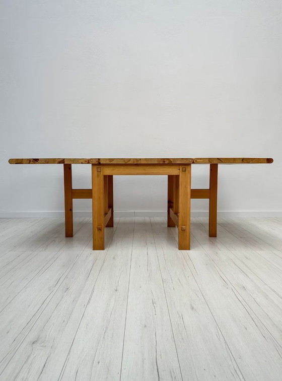 Image 1 of Vintage ‘Fureka’ Pine Drop-Leaf Dining Table by Edvin Helseth for Stange Bruk 60s